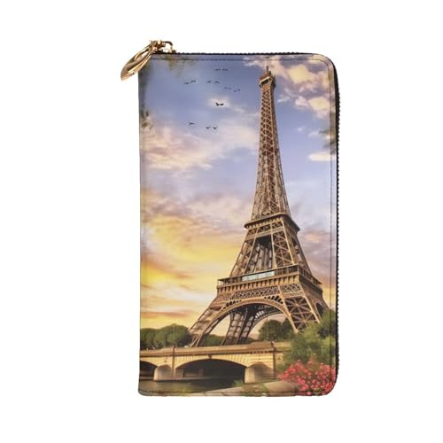 Eiffel Tower Paris Wallet for Men Women Long Purse Leather Clutch Large Business Handbag Travel Phone Holder Credit Card Holder Money Case with Zipper Leather Wallets Gift2