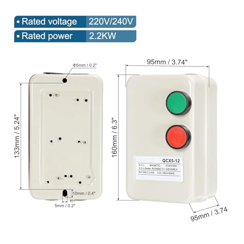 Arrancador Magnético de Motor Eléctrico QCX5-12 220V/240V 2.2KW 3HP 3 o 1 Fase Interruptor Magnético para Motor miniatura 2