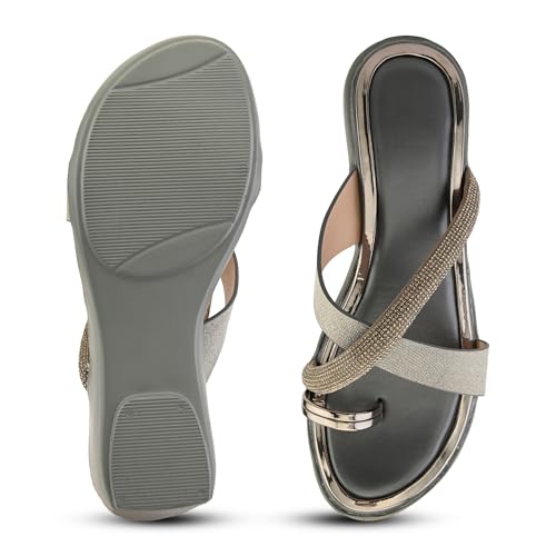 Image of Centrino Women's Wedge Heel Sandals | Stylish Slip-On Sandals for Ladies | Soft Cushioned Footbed for Comfort | Elegant & Trendy Design | Lightweight and Durable Fashion Footwear (9410)
