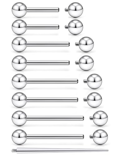 Pnsgisr F136 Titanium 14g Internally Threaded Nipple Tongue Rings Piercing Jewelry for Women Men 12mm 14mm 16mm Long Bars Bridge Barbells