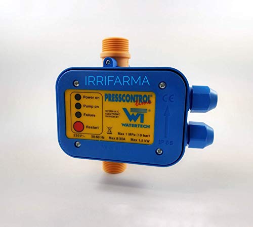  Press Control Watertech 2.2 BAR, Presscontrol con autorestart, versione PC TIME, con riavvio automatico, flussostato, modello originale Watertech, colore giallo e blu