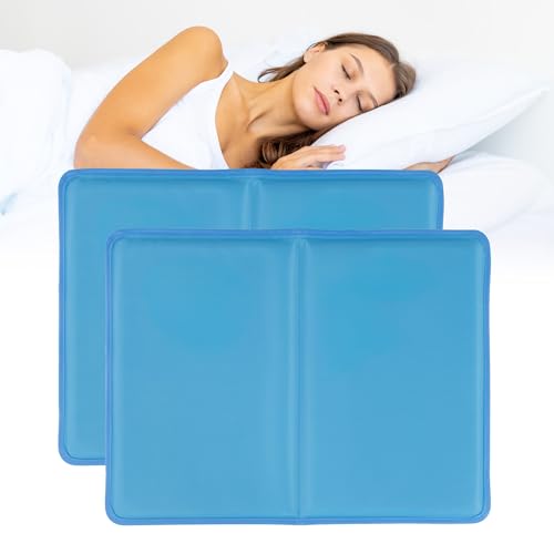 LIVIVO Set of 2 Gel Cooling Pillows - Reusable Cooling Mat Cold Pillows for Sleeping Night Sweats Heat Reduction & Comfortable Sleep - Foldable Cooling Pillow Gel Pad for Bed Chair or Sofa