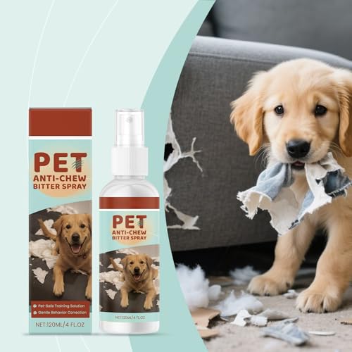 Fernhaltespray Hunde Knabberstopp für Hund Bitter Spray, 120ml Bitterspray Hundeabwehrspray Hundeschreck Fernhaltespray für Hunde Anti Kau und Lecken Spray für Möbel Kleidung Schuhen (1)