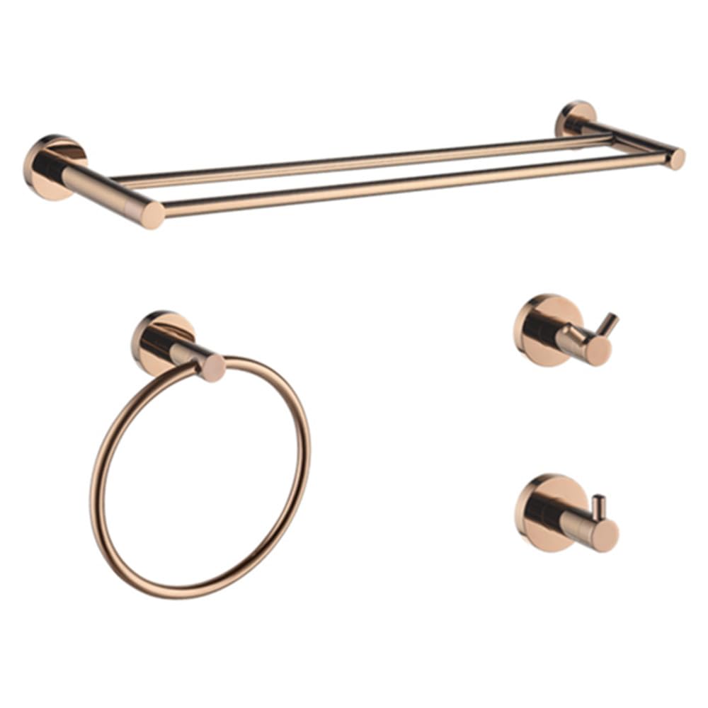 Türhaken Badezimmerhaken Roségoldenes Badezimmer-Zubehör, doppelter Handtuchhalter, Handtuchring, Kleiderhaken, Badezimmer-Hardware-Set, 4-teiliges Set(Color:4 Pieces Set)