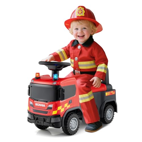 COSTWAY Correpasillos Bebé, Coche Correpasillos para Niños con Bocina, Música, Sonidos y Luces de Bombero/Construcción/Policía, Andador con Almacenaje para Niños de 18+ Meses (Rojo)