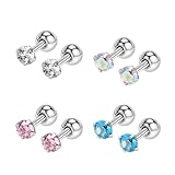 Pendientes llamativos para mujer, bohemios, con circonita cúbica multicolor, acero inoxidable, Acero inoxidable, Circonita cúbica