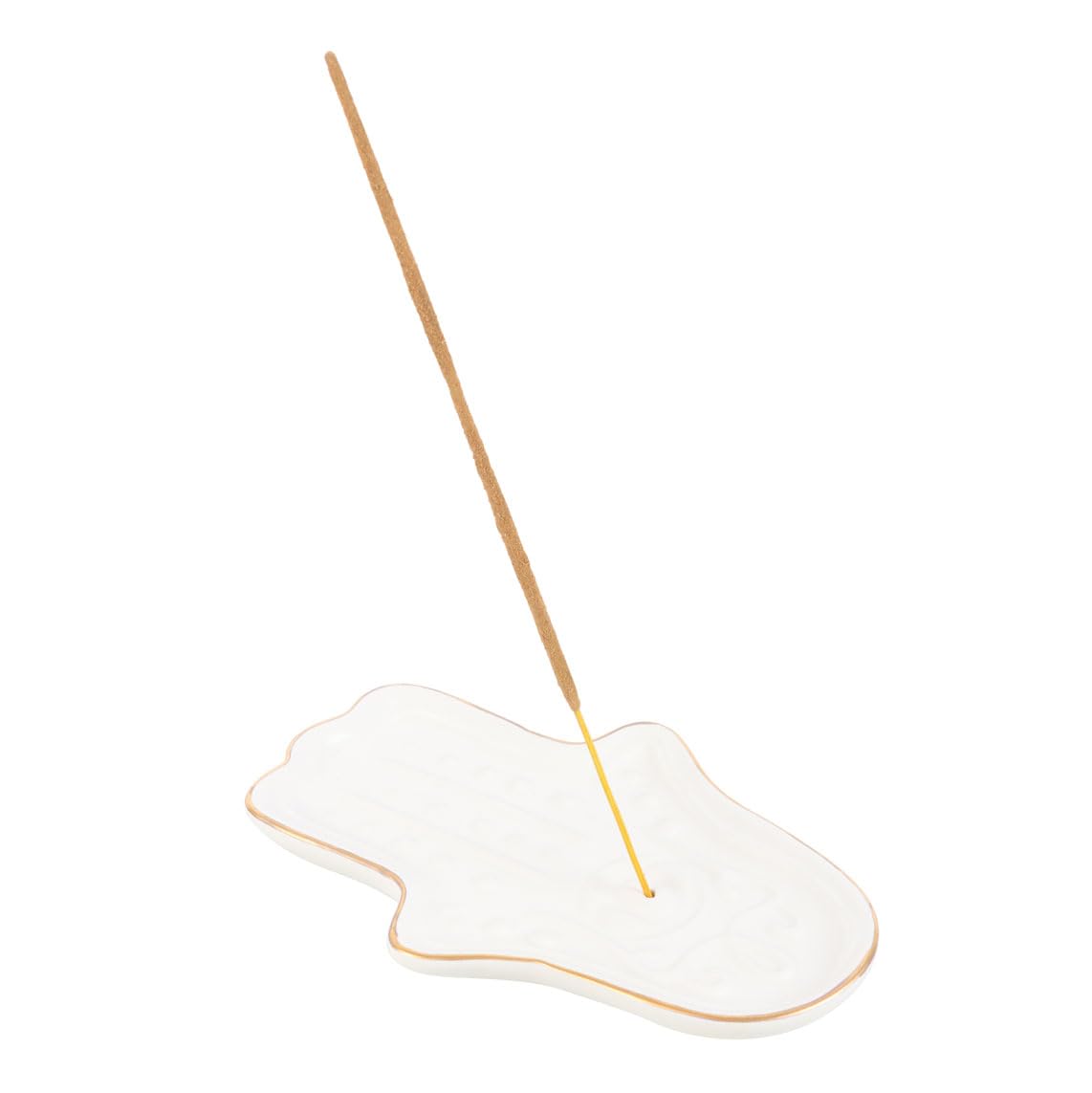 Ceramic Hamsa Hand Incense Holder: Artisan Crafted Décor with Spiritual Symbolism - Fragrance Dispenser for Serene Ambiance & Mindfulness - Ideal Housewarming or Spiritual Gift
