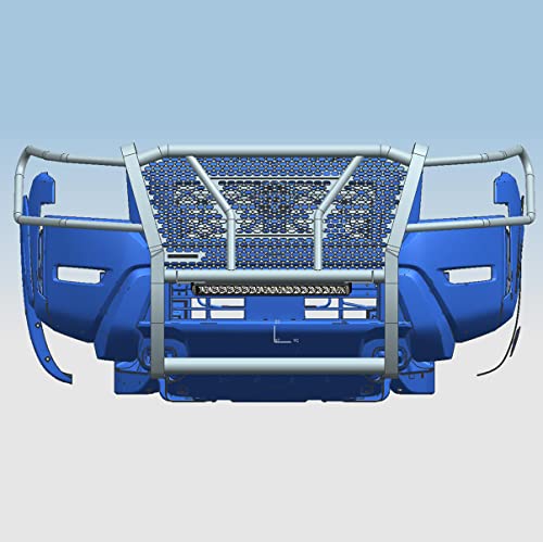 Image of Black Horse RUGGED Heavy Duty Grille Brush Bumper Guard Modular Black Come With Single Row LED Light Compatible with 2022-2024 Nissan Frontier-RU-NIFR22-B-K2
