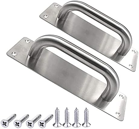 WANLIAN 2Pcs Pull Push Door Plate Handle 8inch Stainless Steel Heavy Duty Barn Door Pull for Shed Commercial Fire Door with Mounting Screws (Silver, 200x65mm/7.9x2.6inch)