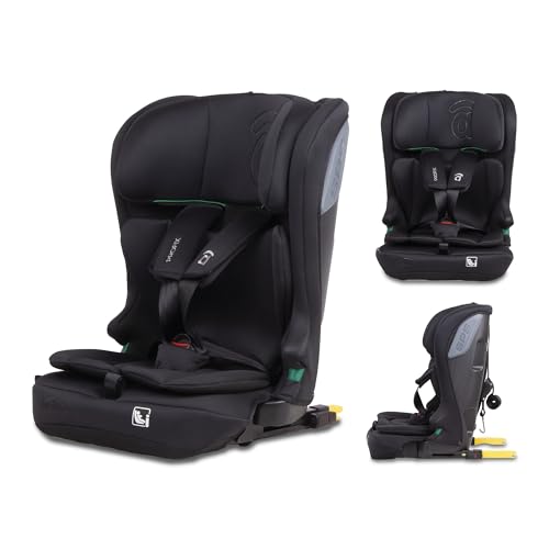 Asalvo PROFIX Silla de Auto I-Size, Instalación Isofix y top tether, Silla de coche bebé, Reposacabezas regulable, Plegable, Protección impactos laterales, de 76 a 150 cm, Negro