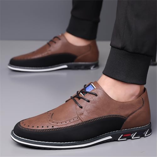 Image of Men's Casual Dress Oxfords Shoes Business Formal Italy Prince Classic Oxford Lace Up Craft Mesh Sneakers