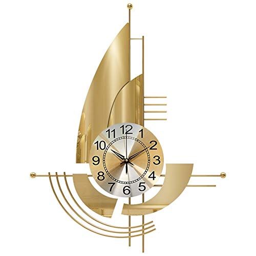 FOOSKOO Desk Clock Wanduhr Goldenes Sailboat Metall Einfaches modernes Nordic Wandbehang Dekoration Kunst-Taschen-Uhr (Size : B) Cover