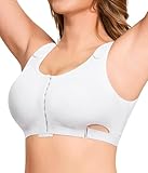 CYDREAM Wireless Front Closure Bras for Women No Underwire Full Coverage - Post Surgery Compression Comfortable Everyday Bra (US, Alpha, Large, Regular, Regular, White)