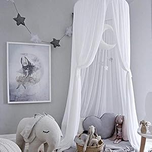 K9CK Bedhemel, babybaldakijn bedhemel kinderbabybed van chiffon insectennet decoratief muggennet voor kinderbed – wit