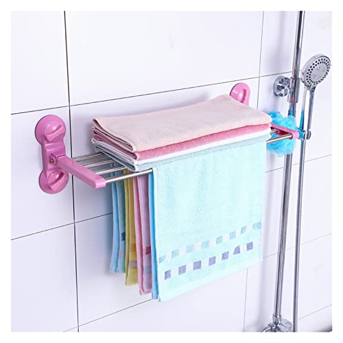 Soporte de toallero sin taladro para evitar daños en azulejos rosa 6