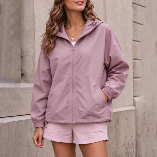Elneeya Women Windbreaker Jacket Waterproof Quick Dry Hooded Rain Jackets - image 9