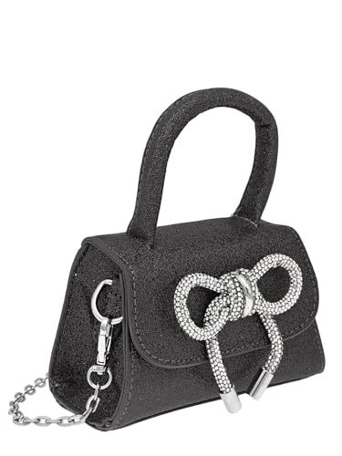 Women's Glittering Bow Box Bag Mini Sparkling Fashion Handbag Elegant Evening Wedding Chain Strap Clutch Purse2