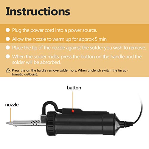 Image of BBT-680 Electric Solder Tin Sucker, Automatic Portable Vacuum Soldering Remove Pump Desoldering Machine, Electric Desoldering Soldering Iron Solder Sucker, Vacuum Desoldering Tool