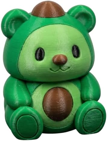 Avocado Bear Collectible Figurine - Vibrant Green Desk Decor, Unique Shelf Accent for Home or Office - 3D Printed in Canada image 2
