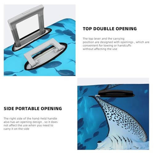 Manta Ray And Fish Elastic Travel Luggage Cover, Washable Spandex Suitcase Protector, Anti-Scratch Fits 18-32 Inch 5