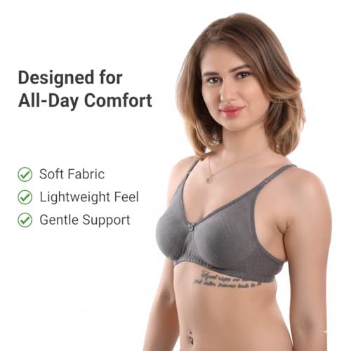 Image of Women's T-Shirt Bra Non-Padded Full Coverage Bra Pack of 3 Multicolor