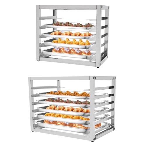 HinLIaDa 5 Tier Bun Pan Rack, Aluminum Bakery Rack for Half or Full Sheets, Commercial Dough Pizza Baking Tray Racks, Storage Cooling Rack, Bread Baking Equipment For Home Restaurant Kitchen (5 Tier)