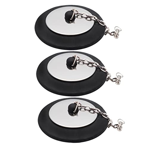 BUGUUYO Tapón De Goma para Bañera con Cadena 5 Cm, Tapón De Drenaje Flexible y Duradero, Accesorio De Baño para Lavabo y Fregadero, Set De 3 Unidades para Proteger Desagües