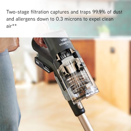 Vax HomePro Plus Cordless Stick Vacuum Cleaner, HairWrap Resist, FlexiClean Pole, Easy Empty Bin, Stair and Crevice Tools Included, Up to 45 min Runtime, LED Lights, Graphite and Titanium, CLSV-HPKA