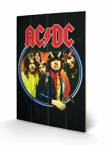 AC/DC Impression sur Bois 40 x 59 cm : Déco Murale Rock Rock 'n' Roll