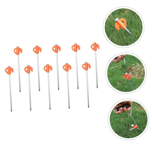 Estacas para tienda de campaña Anneome 10 pcs con cabezas de plástico, acero y naranja para camping y senderismo miniatura 6