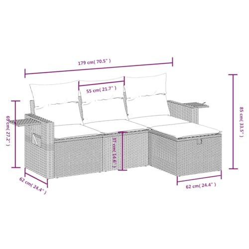 Canapé de jardin résistant en polyrotin noir pour petits et grands espaces - 3