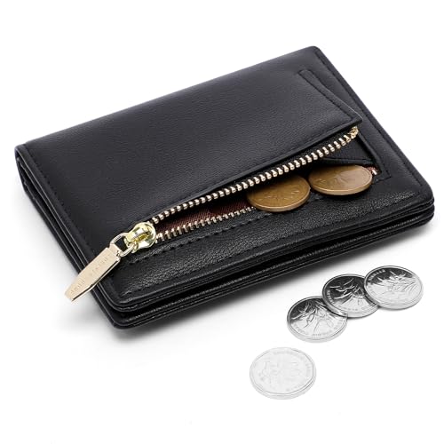 Small Women Wallet RFID Blocking Bifold Pocket Wallet Slim Compact Ladies Purse Mini Wallets For Women (Black)2