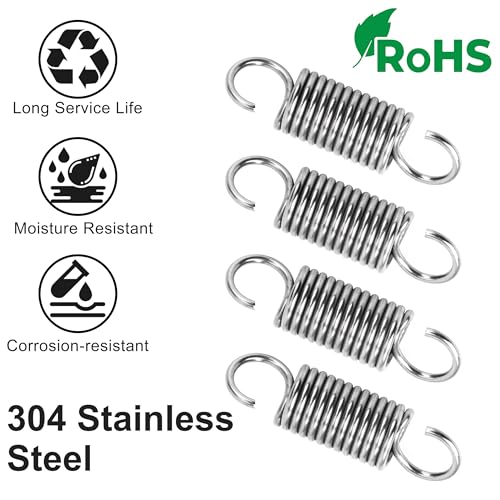 GUNGY Zugfedern mit Haken Edelstahl Zugfeder Spannfeder 40mm Außendurchmesser 12mm Drahtdurchmesser 1,6 mm Hakenwinkel 90 Grad Maximale Zugkraft 6,4kg 1,6x12x40mm 4 Stück