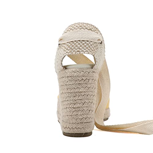 Image of Women's Espadrille Wedge Sandals Closed Toe Lace-Up Shoes