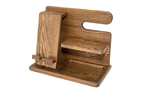 Pyproject Ash Wood Docking Station - Premium Nightstand Desk Organizer - Phone Charging Dock - Natural Wooden Stand Watch Key Holder Wallet - Men Gift For Gadgets #TOP4