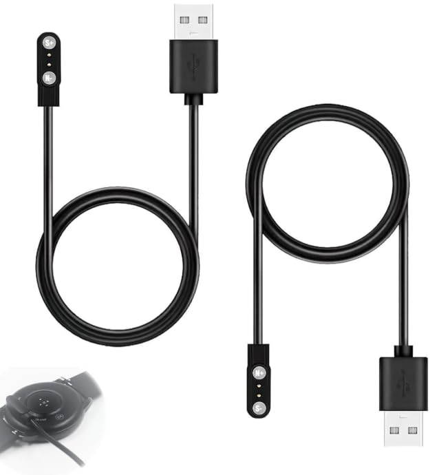 Cable de carga magnético USB de 2 pines para reloj inteligente, cable de carga universal de 4 mm, 2 cables de 60 cm para rastreador de fitness y reloj, compatible con 2,54-2,84 mm de distancia de pin