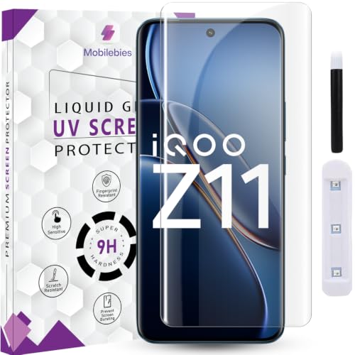 Image of Premium HD+ UV Tempered Glass Screen Protector For iQOO Z11 5G (6.83 Inch, Pack of 1) Full Adhesive UV Curved Screen Protector Case Friendly HD Clarity with installation kit & Guide