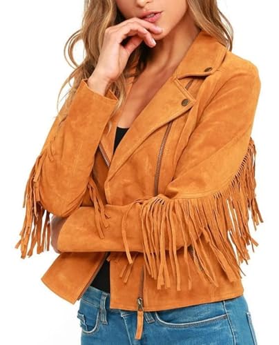Womens Suede Leather Jacket - Lambskin Cafe Racer Style Black - Brown suede Leather Jacket For Women2