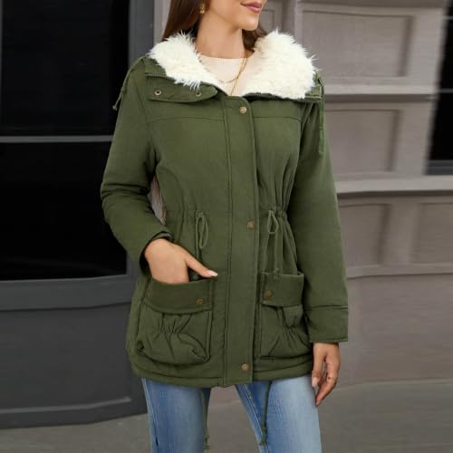 Womens Parka Witner Coats Trendy Winter Warm Fleece Lined Lapel Jackets - image 7