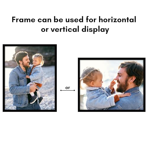 Image of Americanflat 11x14 Picture Frame with Shatter-Resistant Glass - Streamline Collection - Thin Border Picture Frame for Wall Display - Hanging Hardware Included - Black
