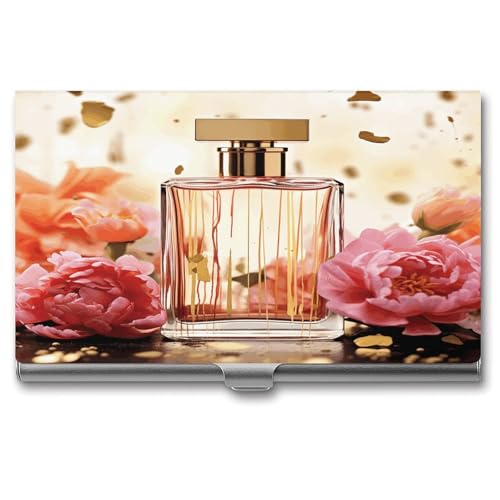 BTCOWZRV Fashion Perfume Business Card Holder Aluminum Alloy Cards Case Flip Cover Slim Name Card for Men Buckle Style Shut Professional Cards Case for Office Workers