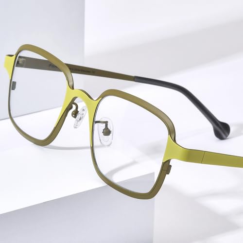 Image of FONEX Colorful Pure Titanium Glasses Frame Women Retro Round Eyeglasses