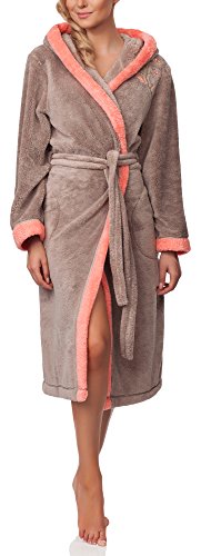 Preisvergleich Produktbild L&L Damen Bademantel mit Kapuze LL0030 (Opal / Pfirsich, XXL)