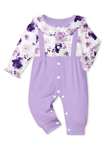 Newborn Baby Girl Clothes Fall Winter Outfits Ruffle Crew Neck Romper Onesie Long Sleeve Jumpsuit Coming Home Outfit