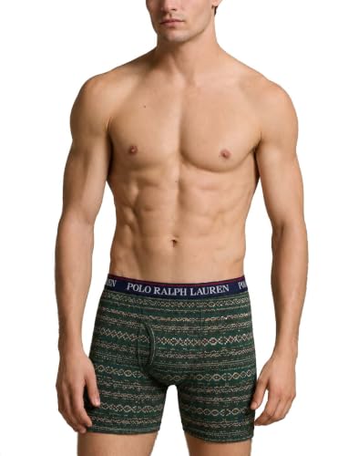 Image of POLO RALPH LAUREN Men's Classic Fit Cotton Boxer Briefs, Trunks & Long Leg Available, 3-Pack