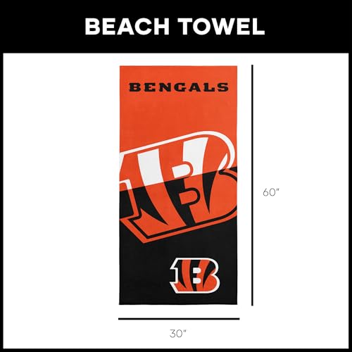 Image of Northwest NFL Cincinnati Bengals Microfiber Beach Towel, 30 x 60 Inches - Quick Dry, Sand Resistant, Lightweight, Highly Absorbent, Incisor Design