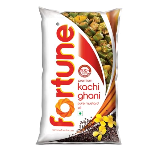Image of Fortune Premium Kachi Ghani Pure Mustard Oil, 1 ltr pouch