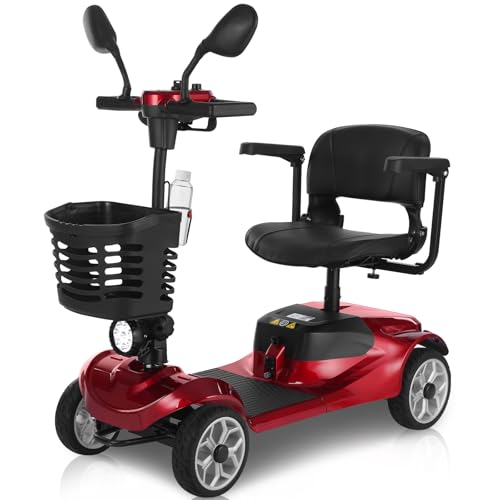 Mbxcooter M1 15 Miles 4-Wheel Mobility Scooter for Adults/Seniors, 350W Powered Electric Wheelchair Device w/360WH Battery, Foldable Design, 300LBS Capacity, Cup Holder, Compact & Portable for Elderly