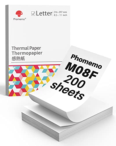 Phomemo Papier thermique pliable US Letter, impression thermique avancée, papier pour imprimante thermique compatible avec M08F-Letter, M832, M832D, M834 imprimante portable, taille 21,6 cm x 27,9 cm
