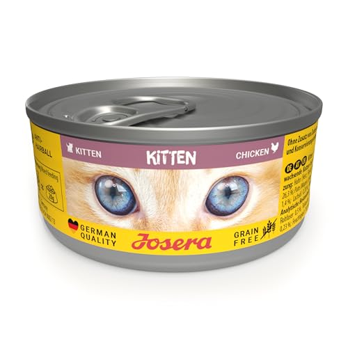 JOSERA Nassfutter Kitten Chicken (12 x 85 g) | Kitten | Premium Katzenfutter nass für wachsende Katzen | Huhn & Kürbis | mit Lachsöl | getreidefrei | Anti-Haarballen | Alleinfutter | 12er Pack